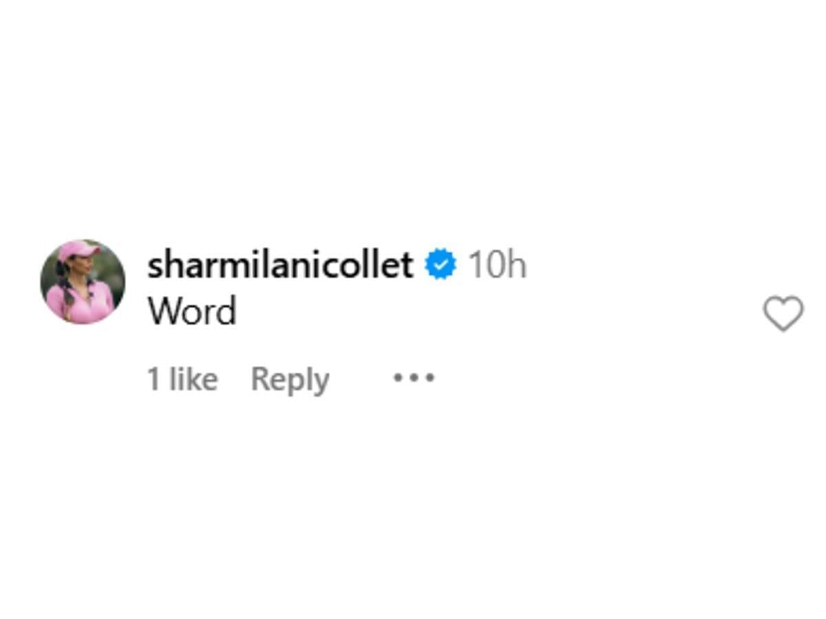 Sharmila Nicollet's comment on Instagram